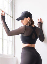 ARTEMES - LACY LONG SLEEVES + SPORTS BRA - BLACK - VECTOR SPORTSWEAR